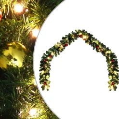 vidaXL Kerstslinger versierd met kerstballen en LED-lampjes 5 m
