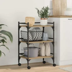 vidaXL Keuken Trolley Artisan Eiken 50 x 35 x 75.5 cm Bewerkt hout