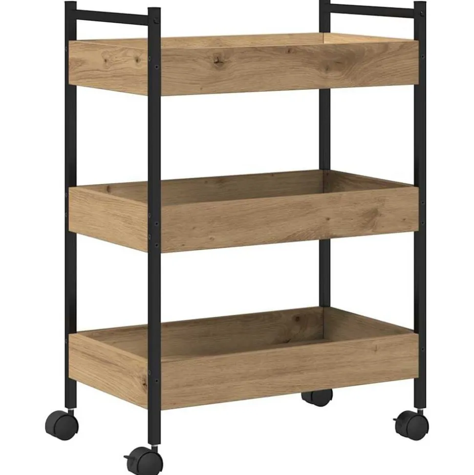 vidaXL Keuken Trolley Artisan Eiken 50 x 30 x 70 cm Bewerkt hout