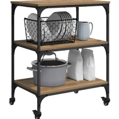 vidaXL Keuken Trolley Artisan Eiken 60 x 41 x 76 cm Bewerkt hout