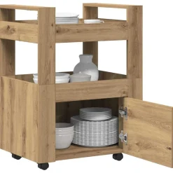 vidaXL Keuken Trolley artisanaal eikenkleurig 60 x 45 x 80 cm