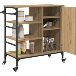 vidaXL Keuken Trolley Artisan Eiken 87.5 x 39 x 84.5 cm Bewerkt hout