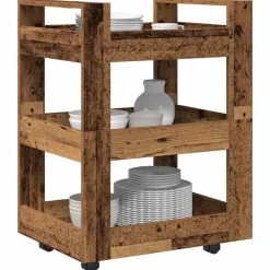 vidaXL Keuken Trolley Eikenhout 60 x 45 x 80 cm Bewerkt hout