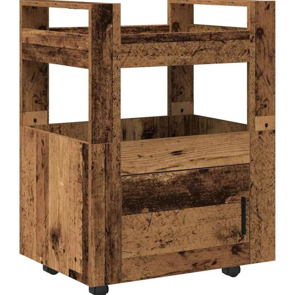 vidaXL Keuken Trolley Oud hout 60 x 45 x 80 cm Bewerkt hout