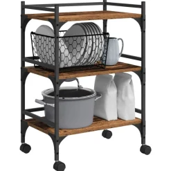 vidaXL Keuken Trolley Oud Hout 50 x 35 x 75.5 cm Bewerkt hout