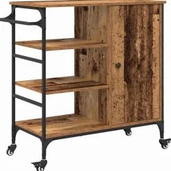 vidaXL Keuken Trolley Oudhout 87.5 x 39 x 84.5 cm Bewerkt hout