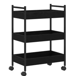 vidaXL Keuken Trolley Zwart eiken 50 x 30 x 70 cm Bewerkt hout