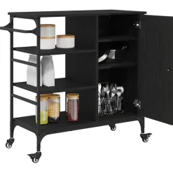 vidaXL Keuken Trolley Zwart Eiken 87.5 x 39 x 84.5 cm Bewerkt hout