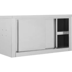 vidaXL Keukenbovenkast met schuifdeuren 90x40x50 cm roestvrij staal