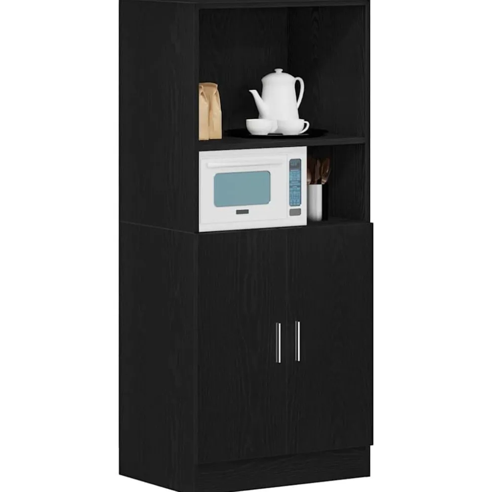 vidaXL Keukenkast 57x41,5x131,5 cm bewerkt hout zwart