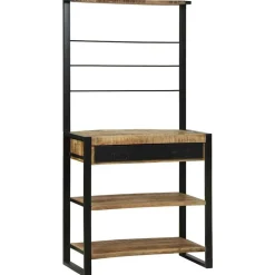 vidaXL Keukenrek Bruin en zwart 80 x 40 x 160 cm Massief Mango Hout