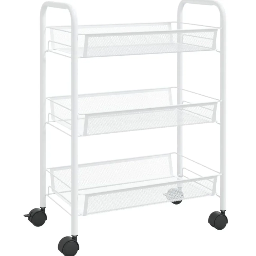 vidaXL Keukentrolley 3-laags 46x26x54 cm ijzer wit