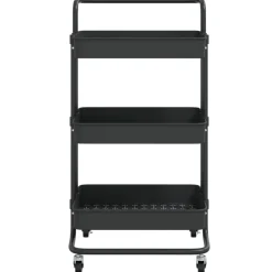 vidaXL Keukentrolley 3-laags 42x35x85 cm ijzer en ABS zwart
