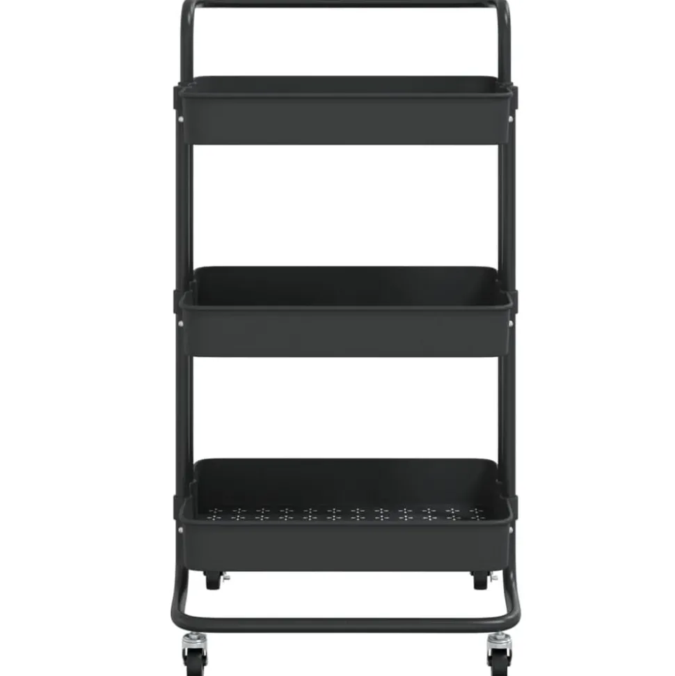 vidaXL Keukentrolley 3-laags 42x35x85 cm ijzer en ABS zwart