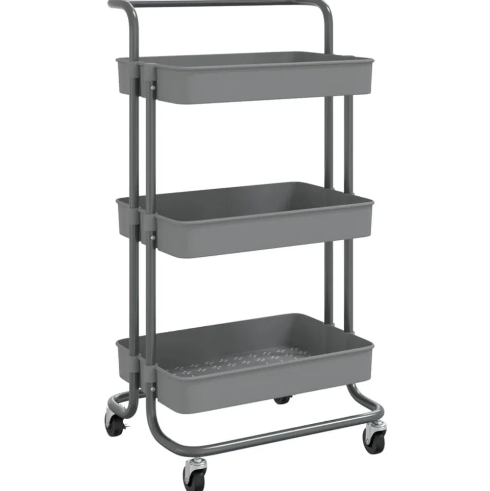 vidaXL Keukentrolley 3-laags 42x35x85 cm ijzer en ABS grijs