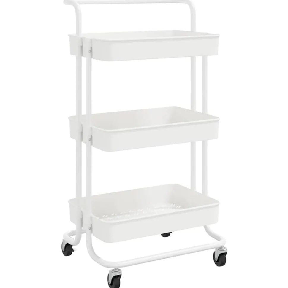 vidaXL Keukentrolley 3-laags 42x35x85 cm ijzer en ABS wit