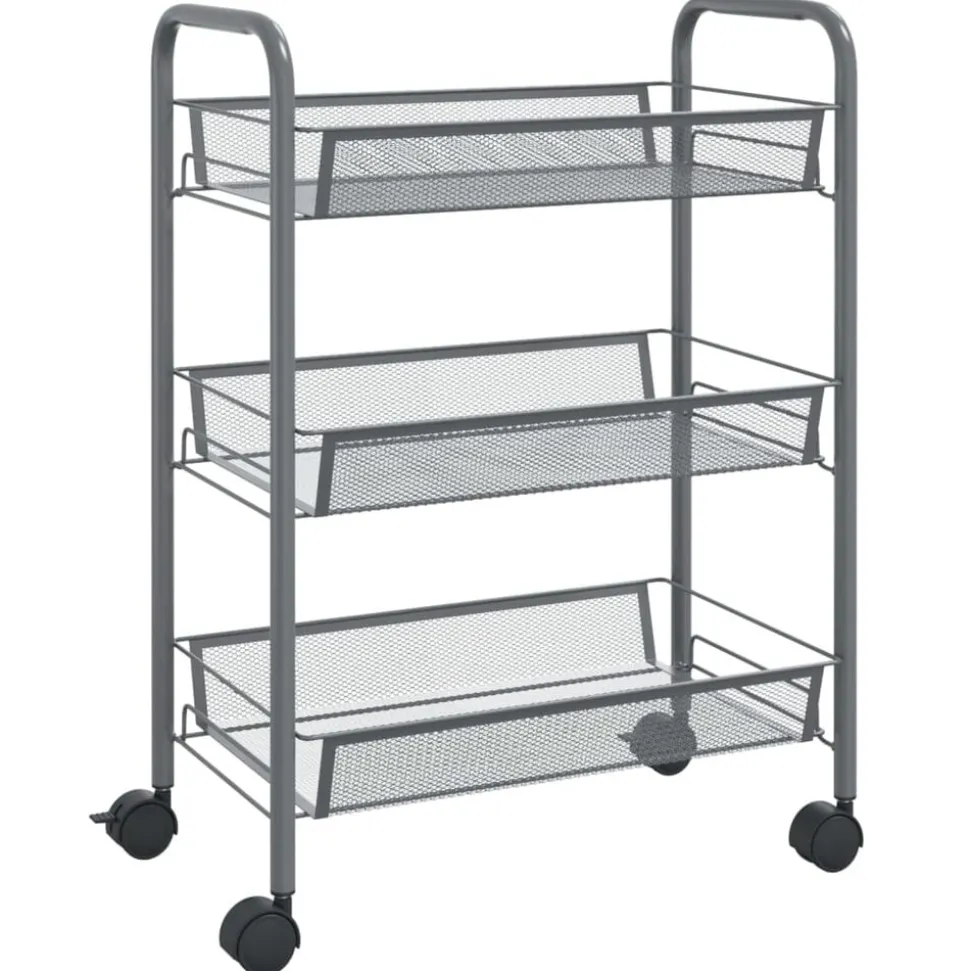 vidaXL Keukentrolley 3-laags 46x26x54 cm ijzer grijs