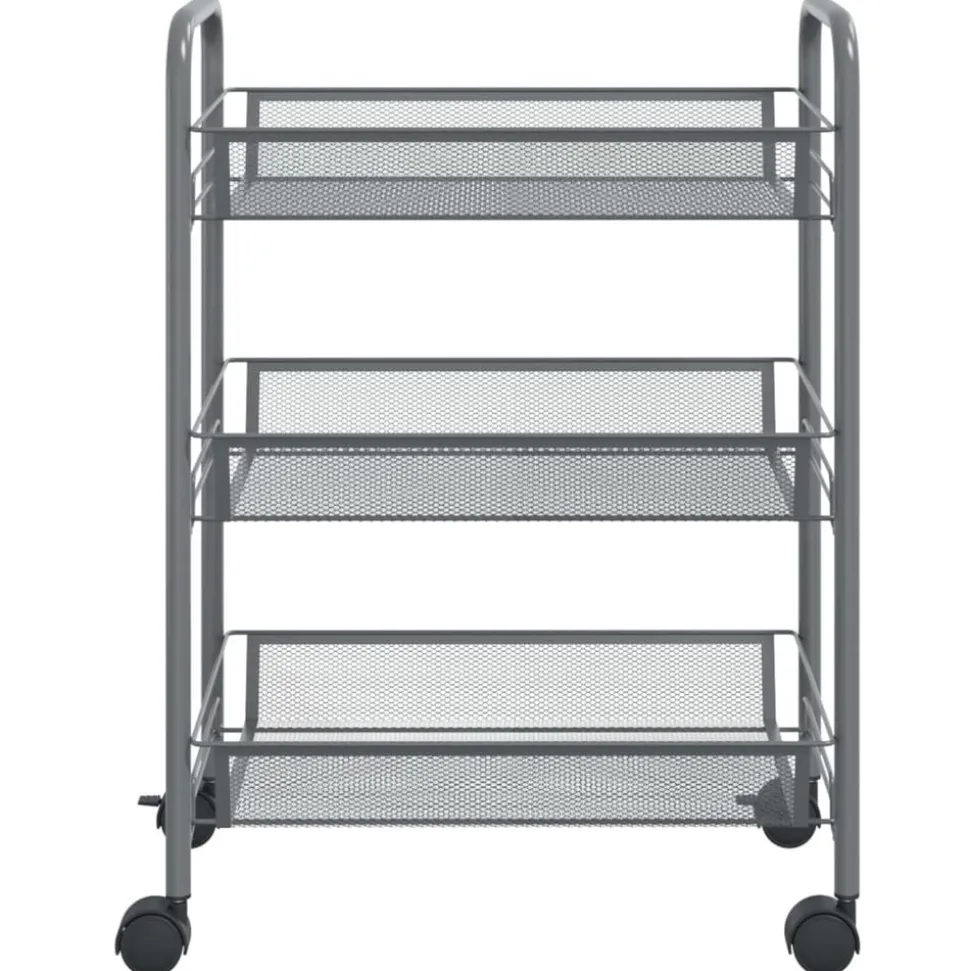 vidaXL Keukentrolley 3-laags 46x26x54 cm ijzer grijs