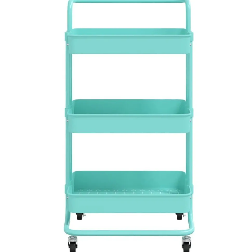 vidaXL Keukentrolley 3-laags 42x35x85 cm ijzer en ABS turquoise