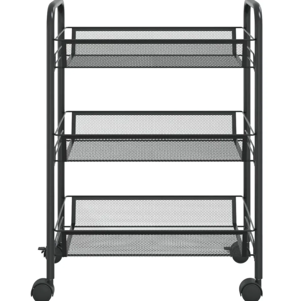 vidaXL Keukentrolley 3-laags 46x26x64 cm ijzer zwart