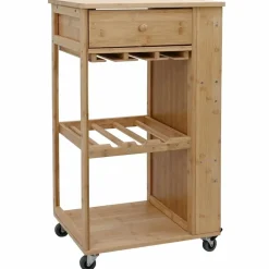 vidaXL Keukentrolley met Wielen Naturel 47,5 x 36 x 83 cm Bamboe