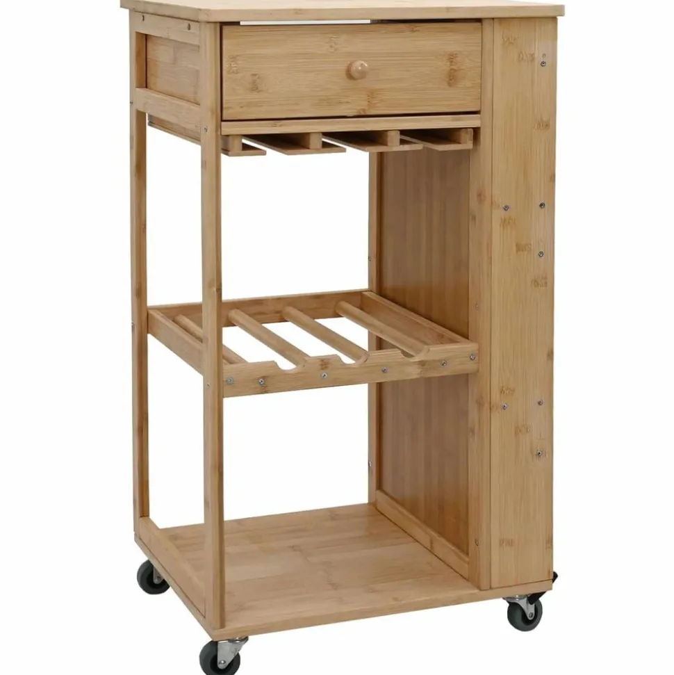 vidaXL Keukentrolley met Wielen Naturel 47,5 x 36 x 83 cm Bamboe