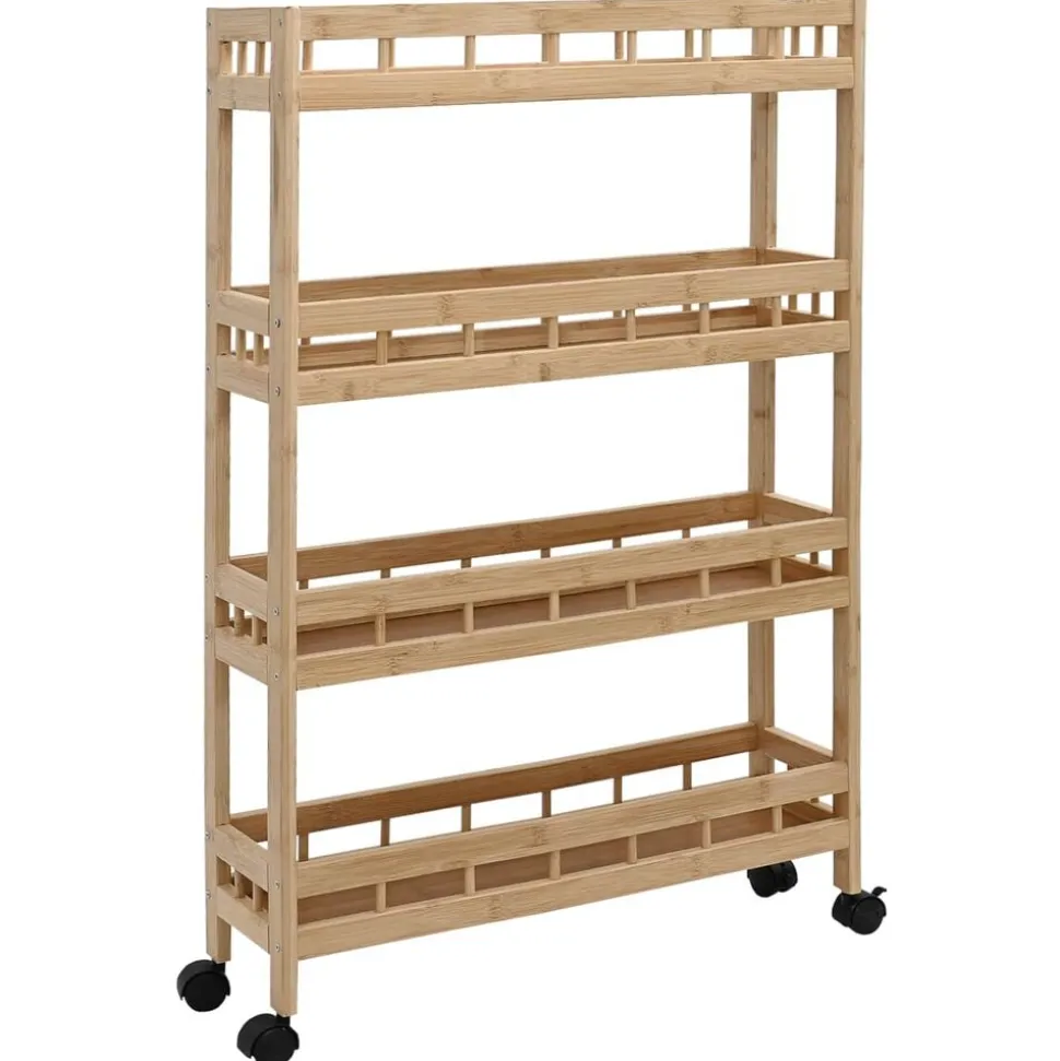 vidaXL Keukentrolley met Wielen Naturel 60 x 18 x 97 cm Bamboe