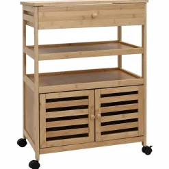 vidaXL Keukentrolley met Wielen Naturel 59,5 x 36 x 82 cm Bamboe