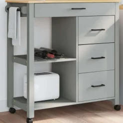 vidaXL Keukentrolley MONZA 84x40x88,5 cm massief grenenhout