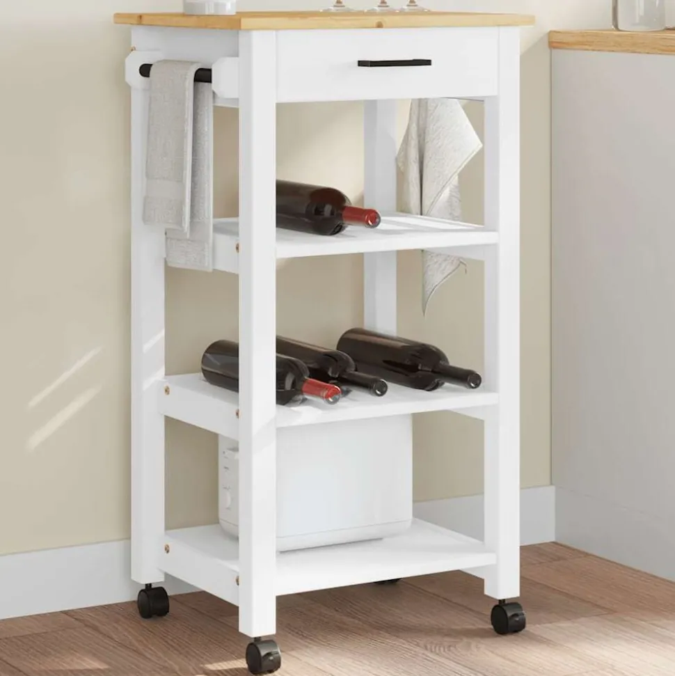 vidaXL Keukentrolley MONZA 48x40x88,5 cm massief grenenhout