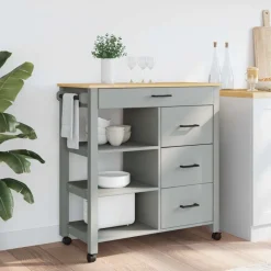 vidaXL Keukentrolley MONZA 84x40x88,5 cm massief grenenhout