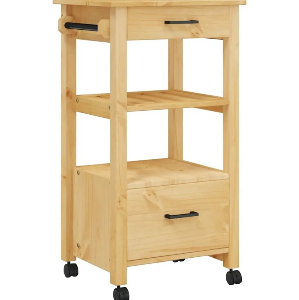 vidaXL Keukentrolley MONZA 48x40x88,5 cm massief grenenhout