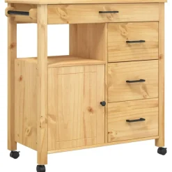 vidaXL Keukentrolley MONZA 84x40x88,5 cm massief grenenhout