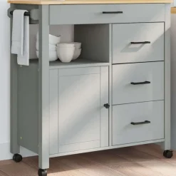 vidaXL Keukentrolley MONZA 84x40x88,5 cm massief grenenhout