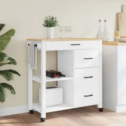 vidaXL Keukentrolley MONZA 84x40x88,5 cm massief grenenhout