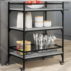 vidaXL Keukentrolley 65x40x86,5 cm bewerkt hout grijs sonoma eiken