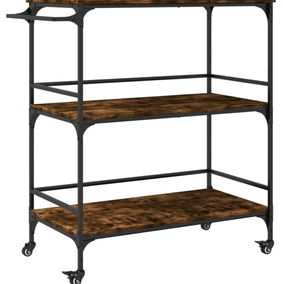 vidaXL Keukentrolley 100,5x50x105 cm bewerkt hout gerookt eikenkleurig