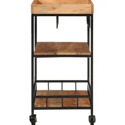 vidaXL Keukentrolley 60x40x80 cm massief acaciahout en ijzer