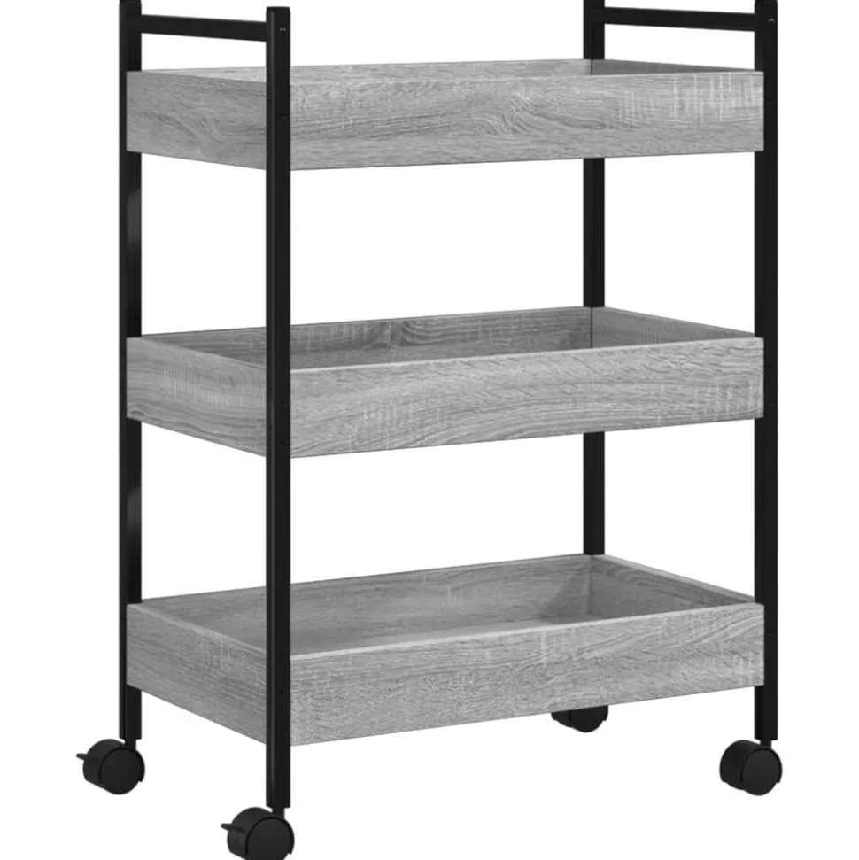 vidaXL Keukentrolley 50x30x70 cm bewerkt hout grijs sonoma eikenkleur