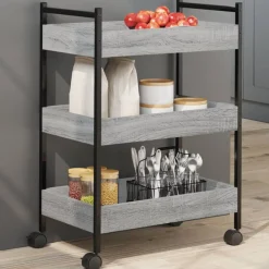 vidaXL Keukentrolley 50x30x70 cm bewerkt hout grijs sonoma eikenkleur