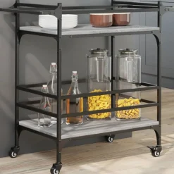 vidaXL Keukentrolley 82x40x78,5 cm bewerkt hout grijs sonoma eiken