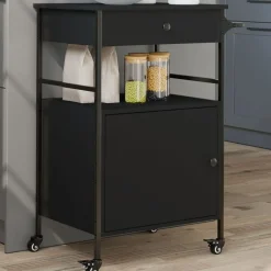 vidaXL Keukentrolley 56x43x89,5 cm bewerkt hout zwart