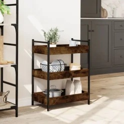 vidaXL Keukentrolley 50x30x70 cm bewerkt hout gerookt eikenkleurig