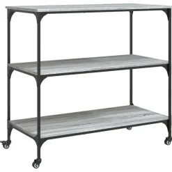vidaXL Keukentrolley 102x50x95 cm bewerkt hout grijs sonoma eiken