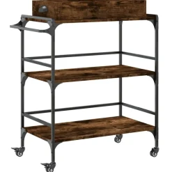 vidaXL Keukentrolley 81,5x41x92,5 cm bewerkt hout gerookt eikenkleurig