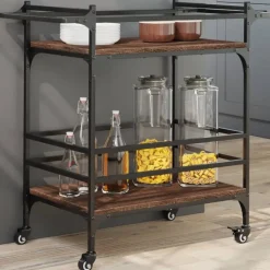 vidaXL Keukentrolley 82x40x78,5 cm bewerkt hout bruin eikenkleurig