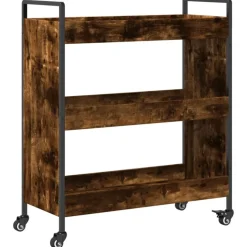 vidaXL Keukentrolley 70x30x82 cm bewerkt hout gerookt eikenkleurig