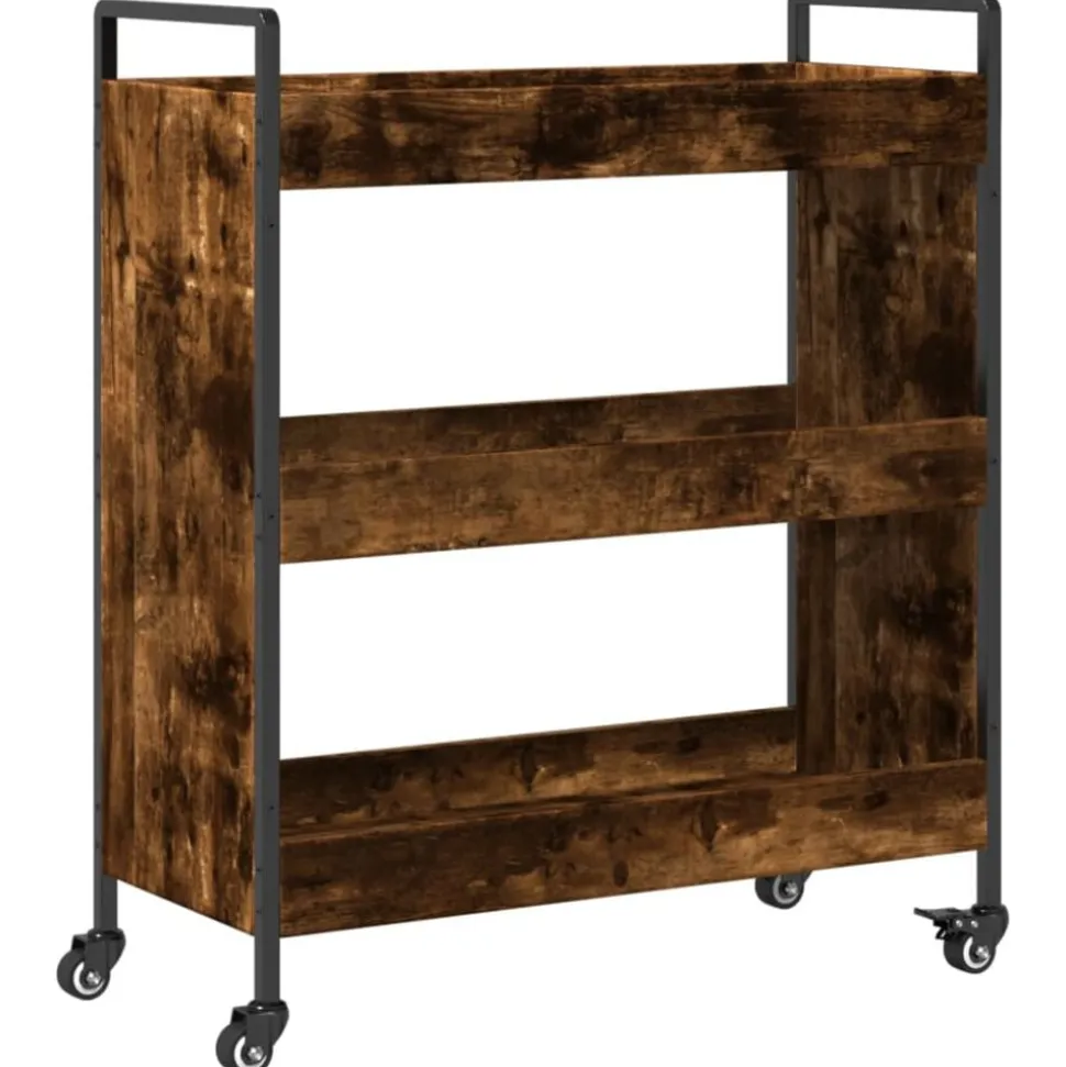 vidaXL Keukentrolley 70x30x82 cm bewerkt hout gerookt eikenkleurig