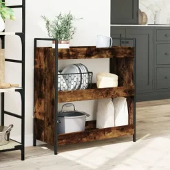 vidaXL Keukentrolley 70x30x82 cm bewerkt hout gerookt eikenkleurig