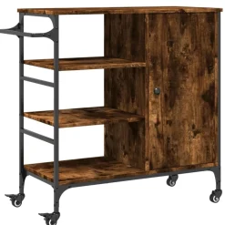 vidaXL Keukentrolley 87,5x38,5x84,5 cm bewerkt hout gerookt eikenkleur